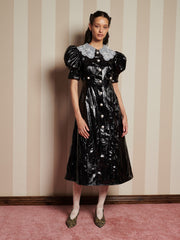 Lunette PU Midi Dress High Shine Black / Z