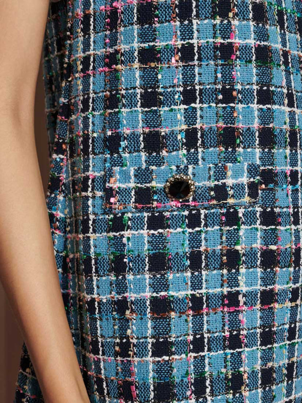 Chamber Tweed Check Mini Dress Indio Blue / Z