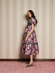 Floraison Jacquard Midi Dress Pink, Prune Purple / Z