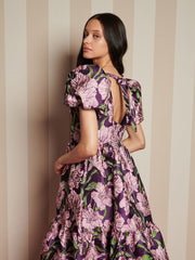 Floraison Jacquard Midi Dress Pink, Prune Purple / Z