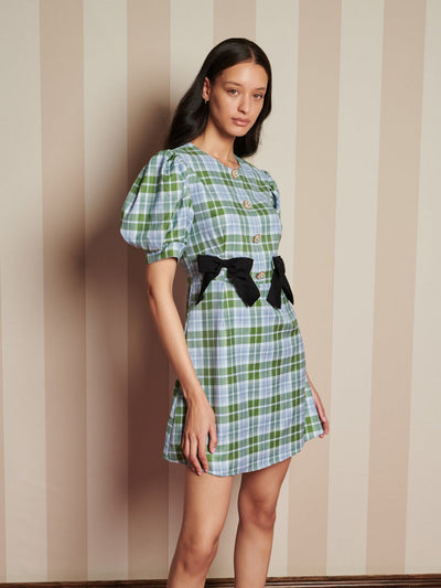 Foyer Check Mini Dress Green, Multi Check / Z