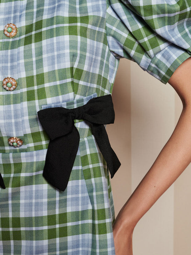 Foyer Check Mini Dress Green, Multi Check / Z