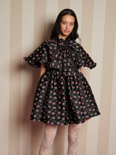 Canopy Jacquard Mini Dress Coal Black / Z