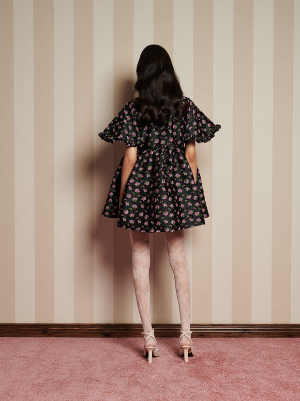 Canopy Jacquard Mini Dress Coal Black / Z