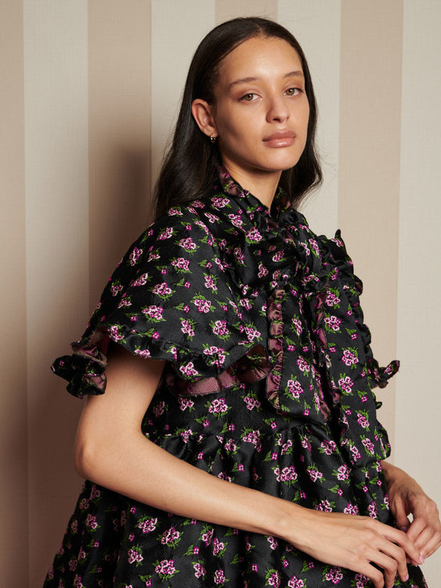 Canopy Jacquard Mini Dress Coal Black / Z