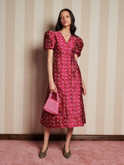 Momento Jacquard Midi Wrap Dress Orchid Pink / Z