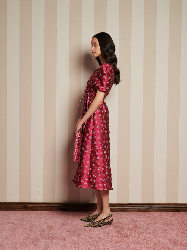 Momento Jacquard Midi Wrap Dress Orchid Pink / Z