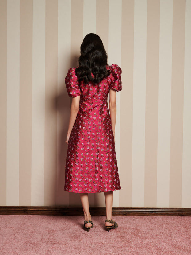 Momento Jacquard Midi Wrap Dress Orchid Pink / Z