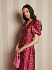 Momento Jacquard Midi Wrap Dress Orchid Pink / Z