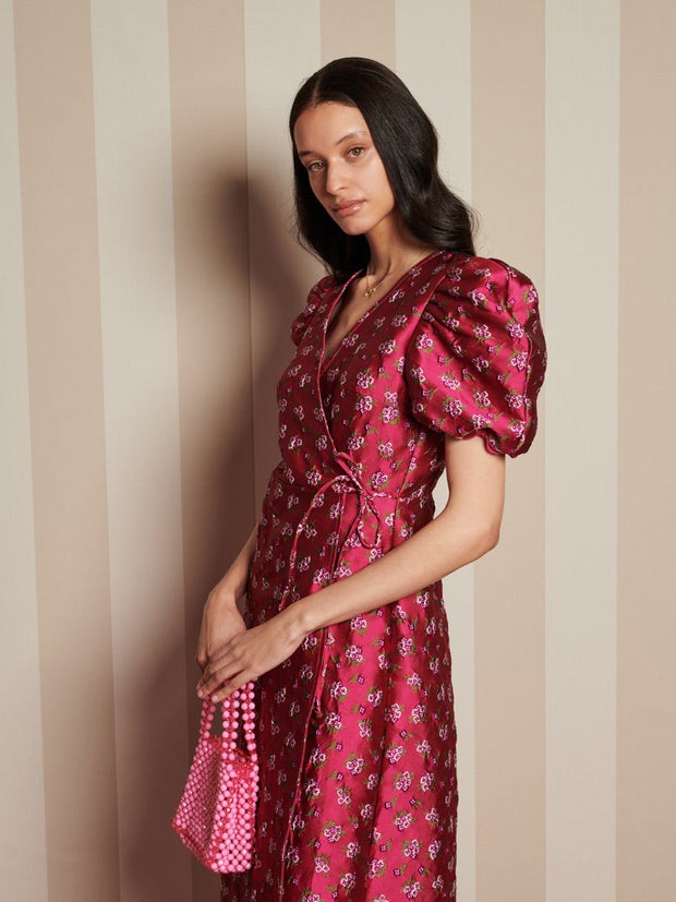 Momento Jacquard Midi Wrap Dress Orchid Pink / Z