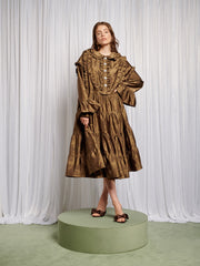 Helen Bib Jacquard Midi Dress