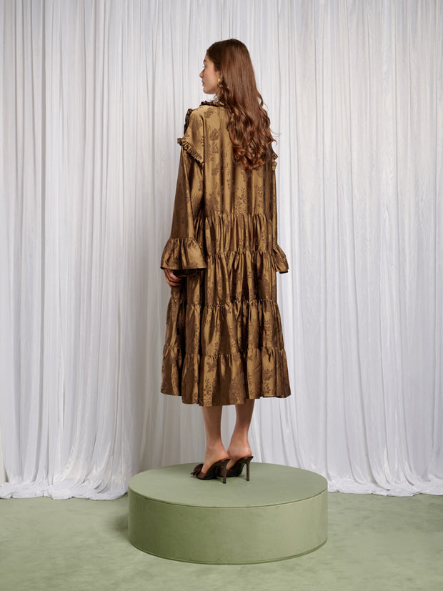 Helen Bib Jacquard Midi Dress