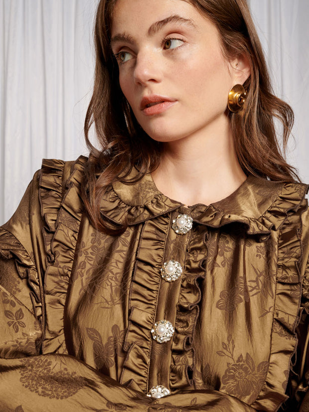 Helen Bib Jacquard Midi Dress