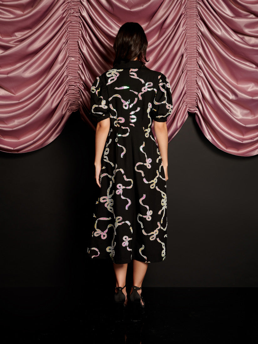 knee length dresses for ladies Sister Jane Ripple Bow Embellished Shirt Dress