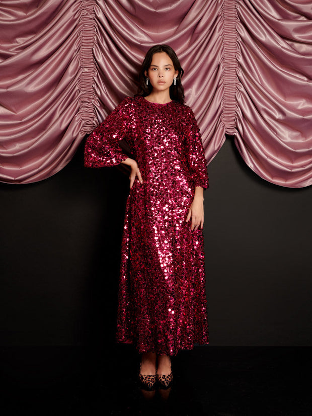 sister jane element sequin dress Empire Sequin Midi Dress Fuschia Pink / M