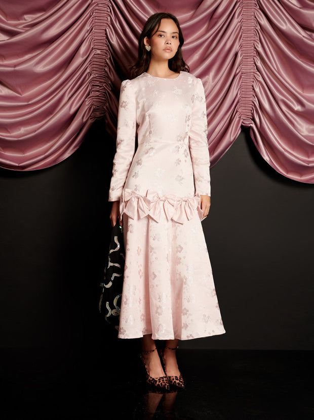 Gloss Jacquard Midi Dress Nude Pink / Z
