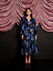 Blues Jacquard Midi Dress