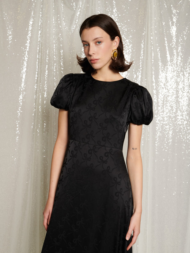 Gilded Ruffle Midi Dress Coal Black & Gold / Z Gilded Ruffle Midi Dress Coal Black & Gold / Z