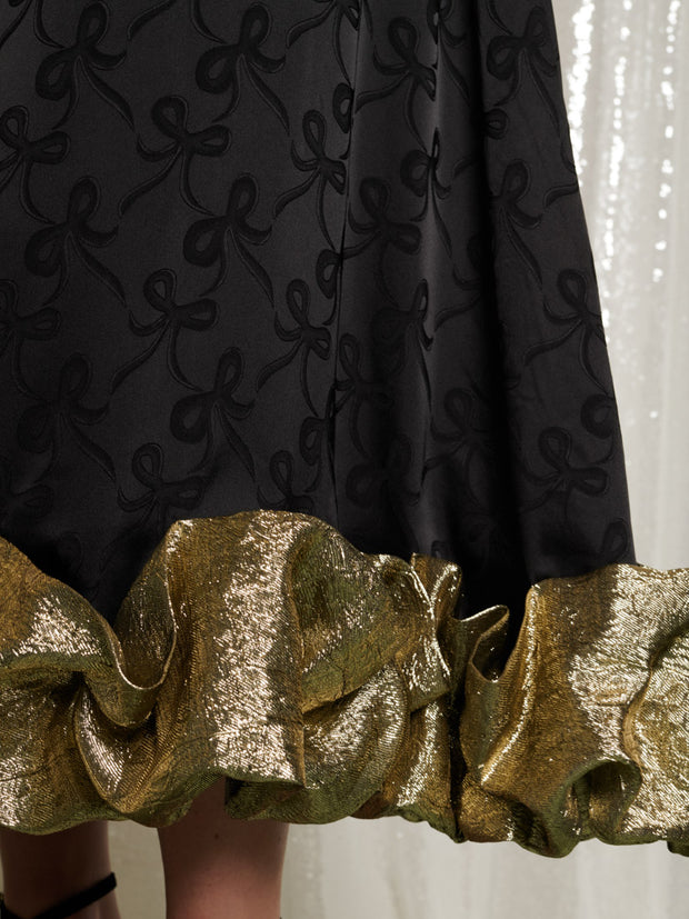 Gilded Ruffle Midi Dress