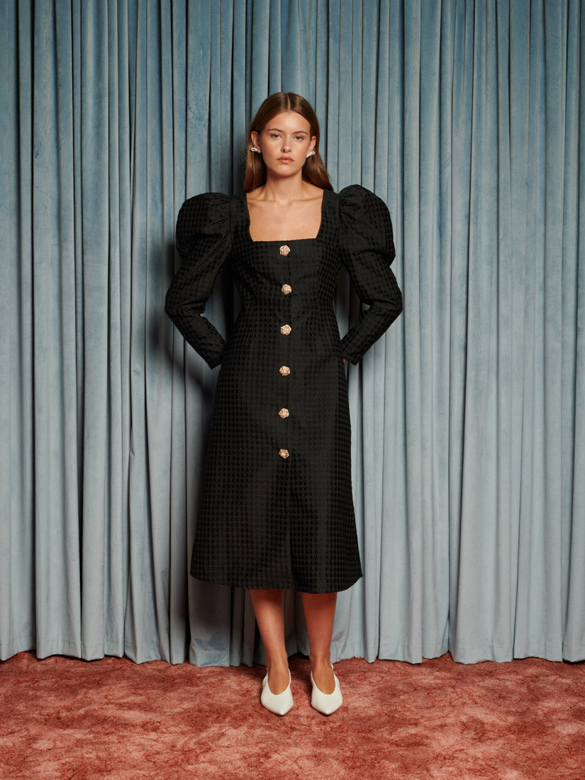 Cinematic Jacquard Midi Dress – Sister Jane