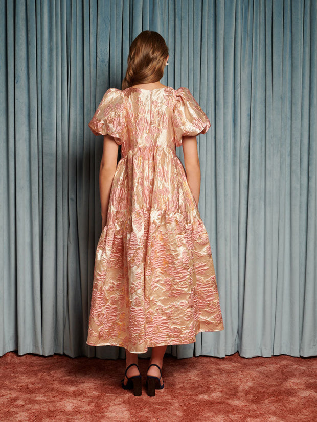 Harmonia Jacquard Midi Dress Peach Pink / Z