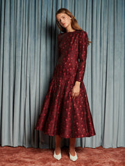 Fade Floral Midi Dress Opera Red / Z