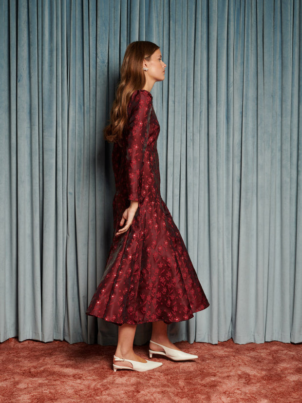 Fade Floral Midi Dress Opera Red / Z