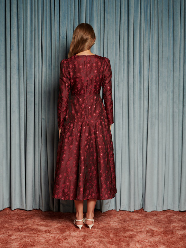 Fade Floral Midi Dress Opera Red / Z