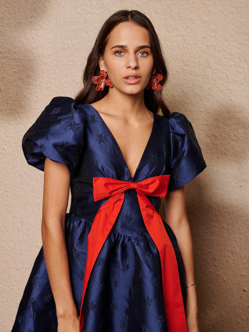 sister jane blue bow dress Sister Jane bow shirt midi dress in blue