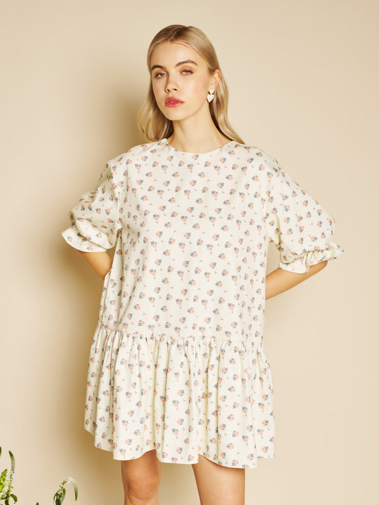 Pêche Ditsy Denim Mini Dress