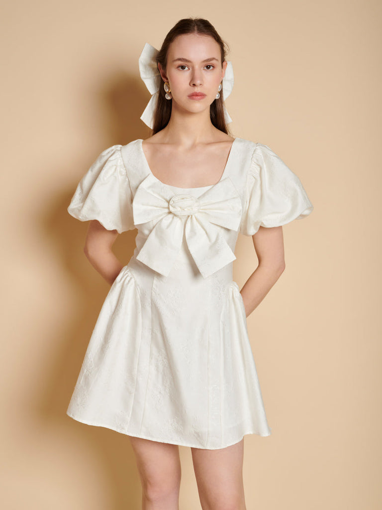Klara Jacquard Bow Mini Dress
