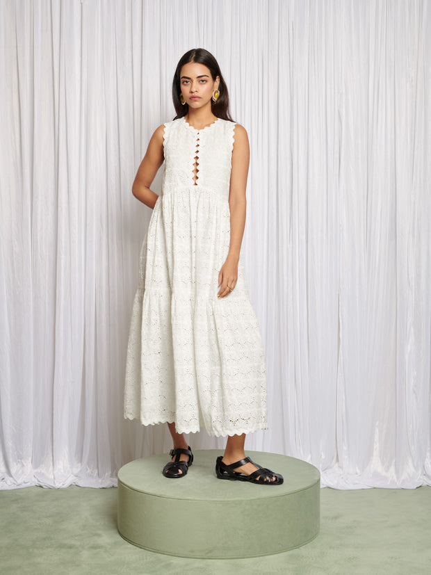 sister jane dandelion midi dress in cream Dandelion Days Midi Dress White / L