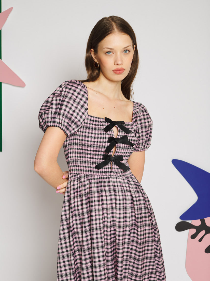 Vence Check Bow Midi Dress – Sister Jane