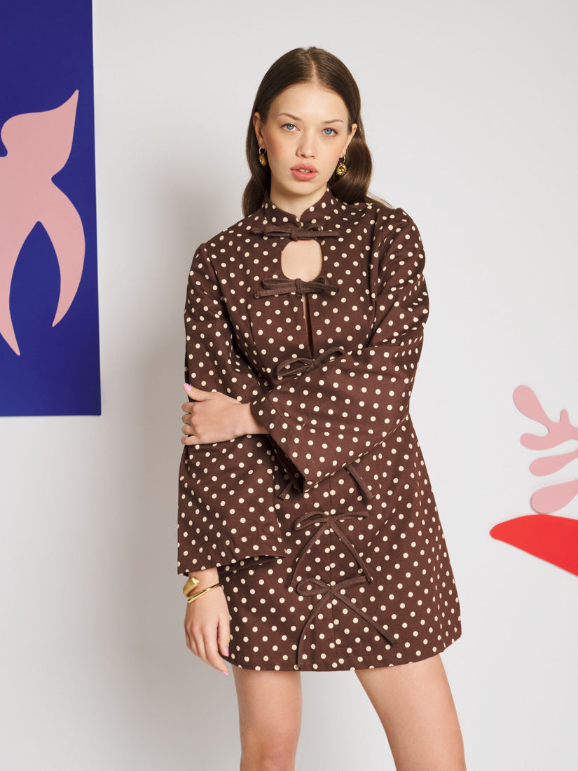sister jane brown dress Arles Polka Dot Mini – Our sweet ruffled bridesmaid Midnight Sleeveless Maxi Dress blue cocktail dress Size:EU 45 / US 12