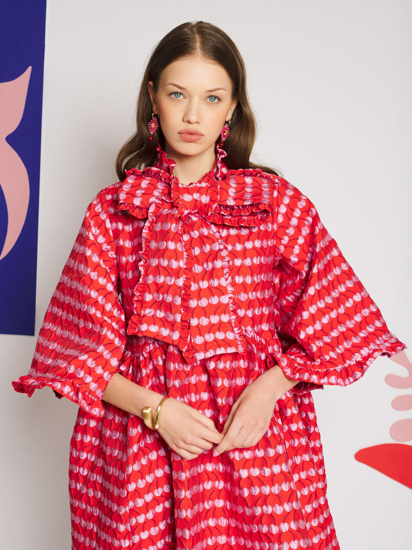 PAIN フラワーチェックジャガードサーキュラードレス　sister jane Clara Cherry Jacquard Mini Dress – Sister Jane
