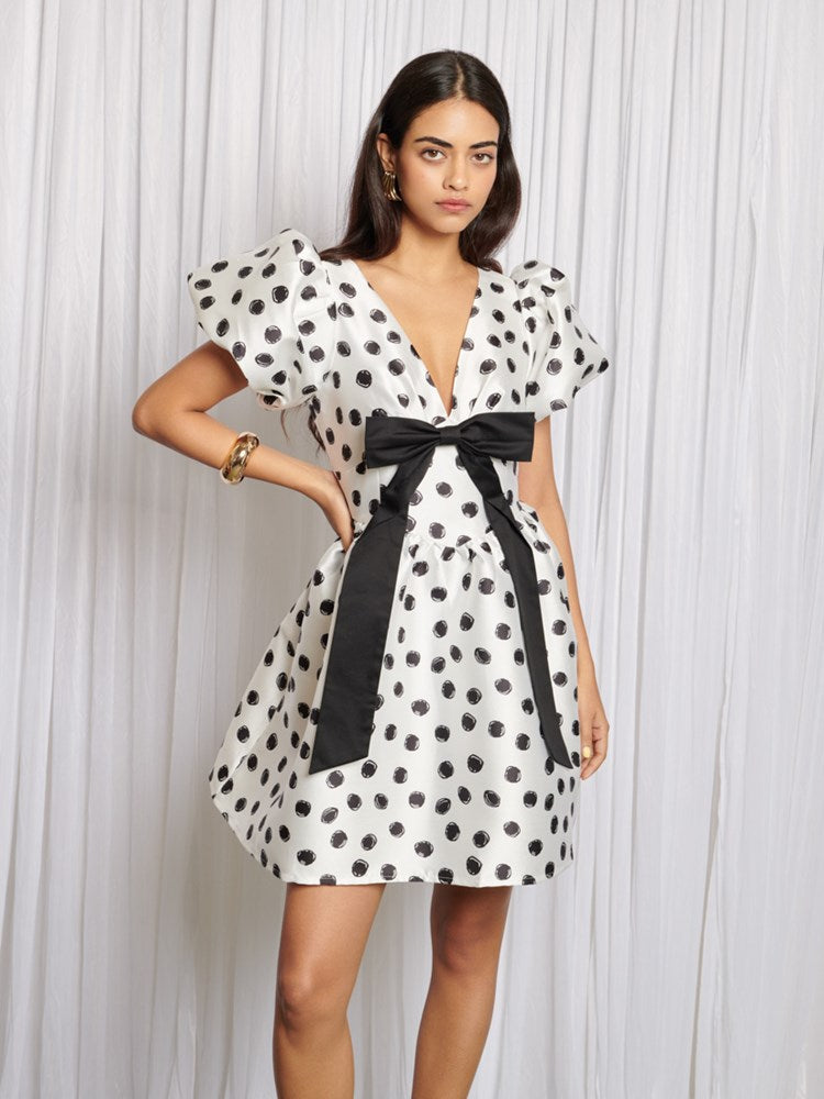 Memories Spot Bow Mini Dress