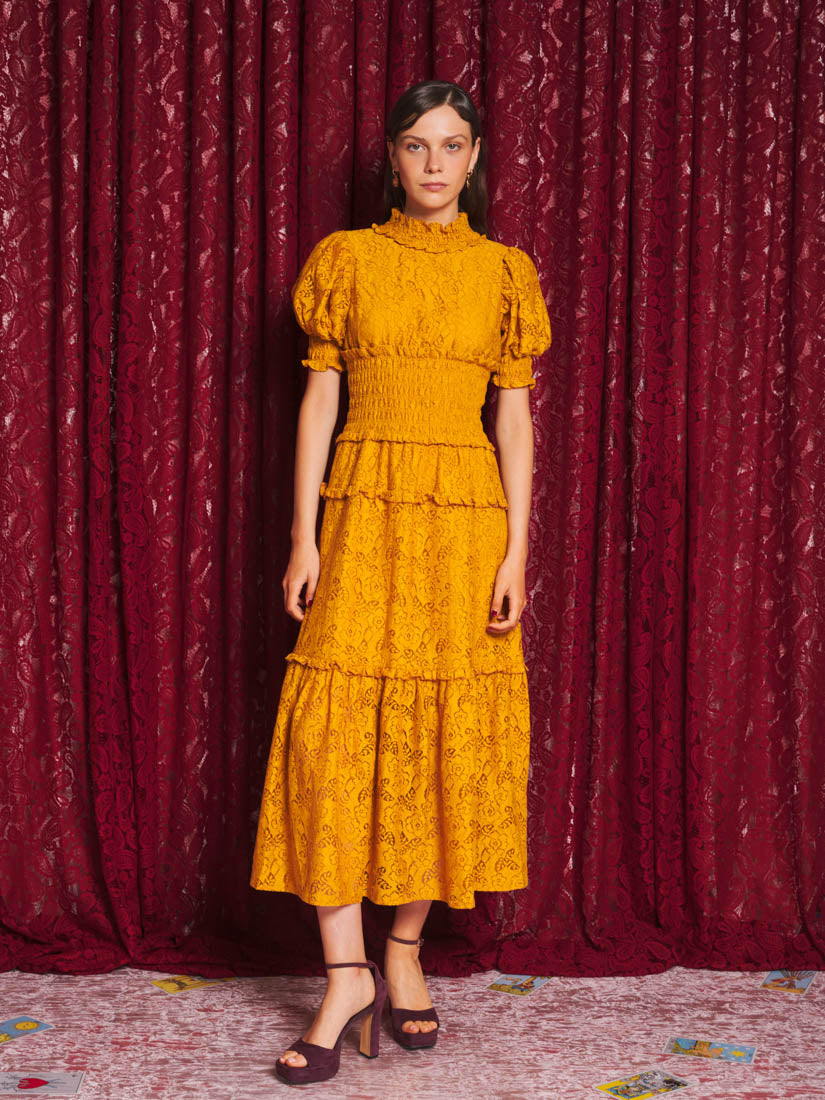 lace midi dress yellow Aura – Sister Jane Color:Mustard Green this stunning midi dress grwm ! how i nigerian fashion
