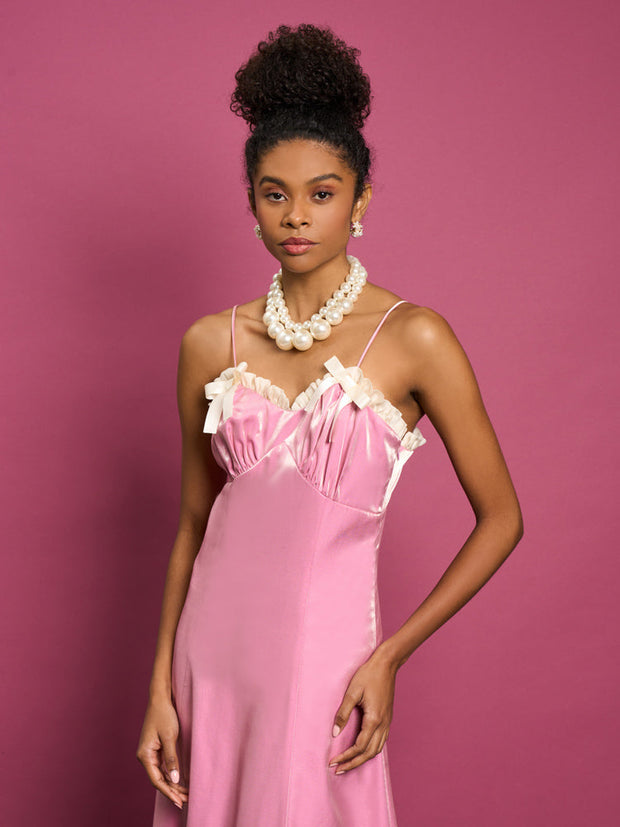 Pink silk best sale cami dress