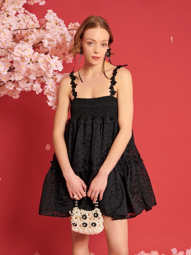 sister jane oversized collar corsage mini dress in black Orel Oversized Mini Dress Sister Jane