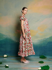 <b>DREAM</b> Charm Floral Jacquard Midi Dress