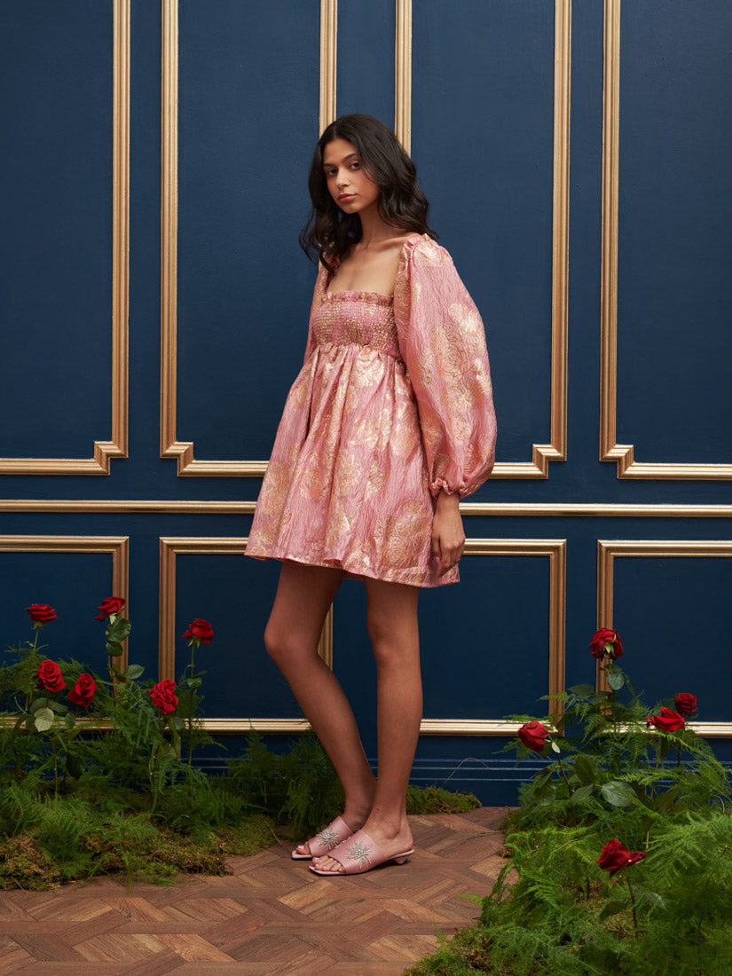 sister jane pink jacquard dress Sister Jane floral jacquard mini dress in pink rose