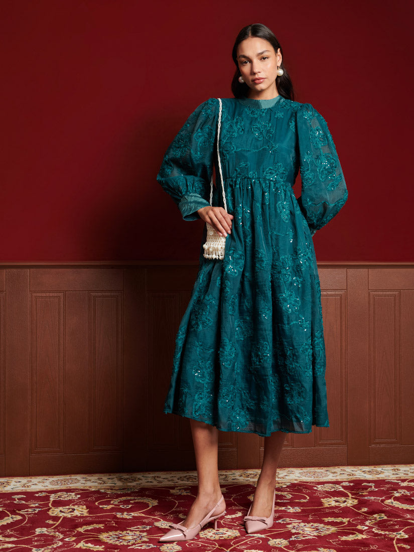 sister jane green floral dress Sister Jane shirred tie back midaxi dress in green floral
