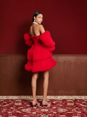 Venice Tulle Mini Dress Vermillon Red / Z