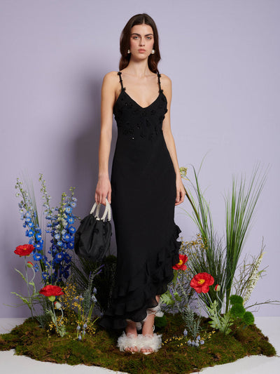 Forget Me Not Asymmetric Dress Coal Black / Z