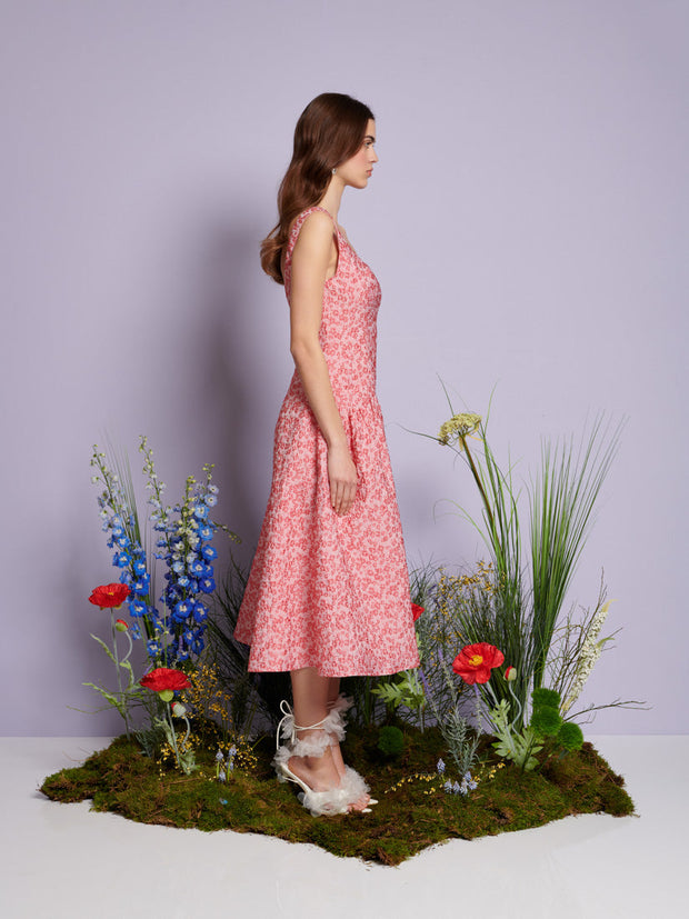 Zinnia Jacquard Midi Dress Raspberry Pink / Z