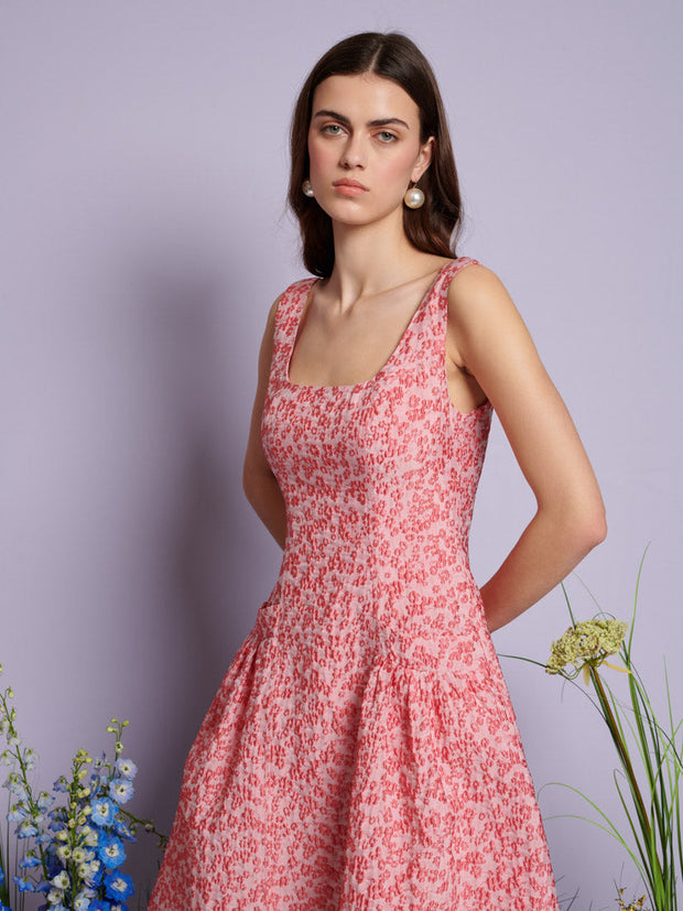 Zinnia Jacquard Midi Dress Raspberry Pink / Z
