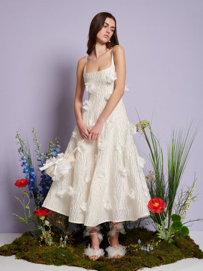 Petunia Bloom Maxi dress Pearled White / Z