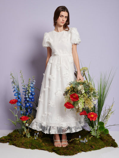 Jasmine Embroidered Maxi Dress Pearled White / Z