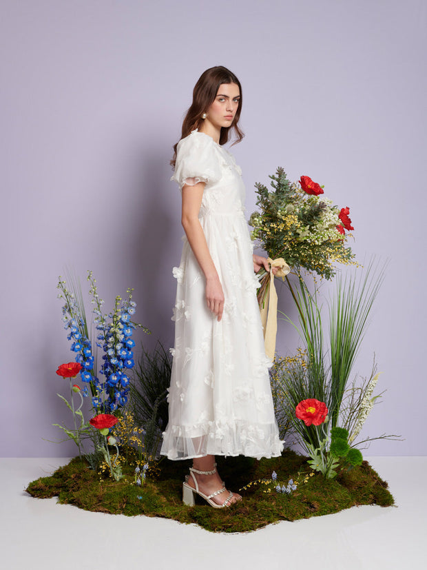 Jasmine Embroidered Maxi Dress Pearled White / Z