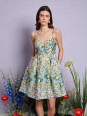 Marigold Jacquard Mini Dress Yellow, Green, Blue / Z